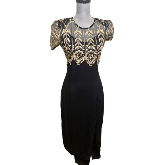 Vintage Dresses & Skirts - Vintage Coty Gothic Victorian Evening Dress Small Women's Lace 80s